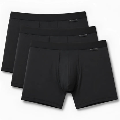 Malebasics classic tripack black men’s boxer briefs with smooth seamless design and elastic waistband