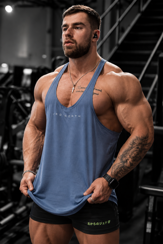 Jed North Men's Classic Bodybuilding Racerback Stringer - Blue