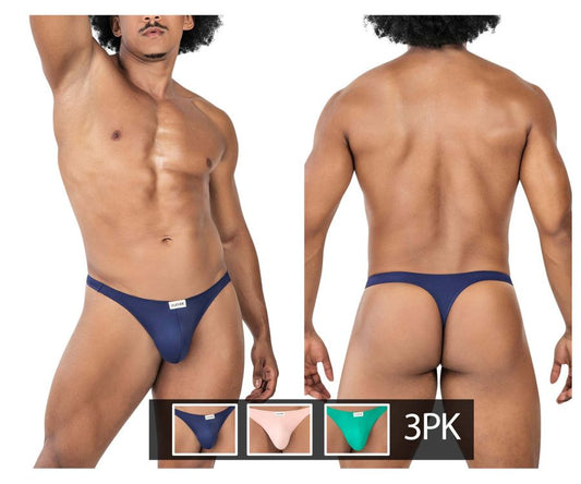 Navy blue clever 100007 thong with a small white label front in a 3pk australian latin thongs set green pink blue
