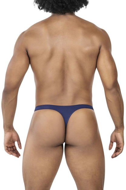 Navy blue thong made of smooth stretchy fabric with sleek minimalist design from clever 100007 australian latin thongs