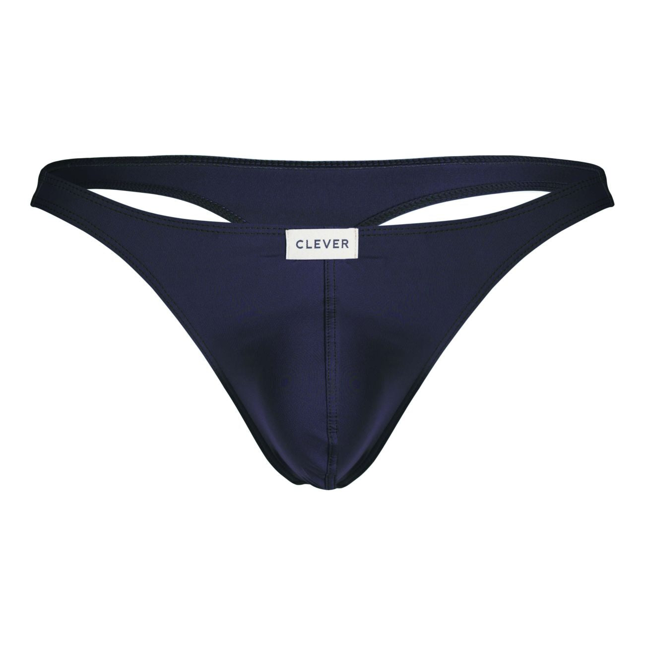 Navy blue clever 100007 thong with satin fabric and cutout details at waistband in australian latin 3pk collection
