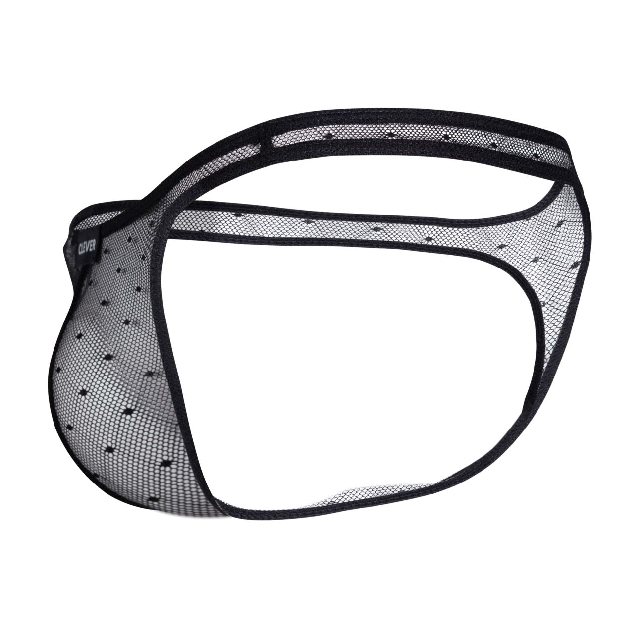 Black mesh thong with subtle dotted pattern and reinforced elastic edges from clever 100008 3pk australian latin thongs