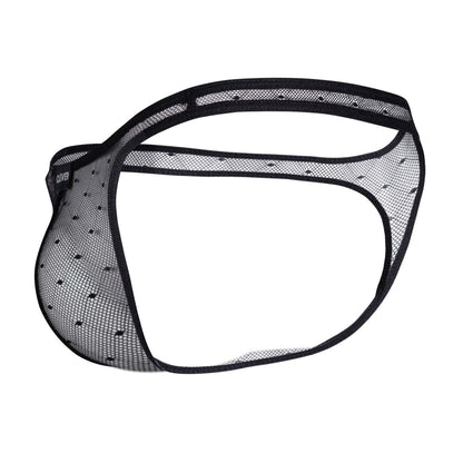 Black mesh thong with subtle dotted pattern and reinforced elastic edges from clever 100008 3pk australian latin thongs