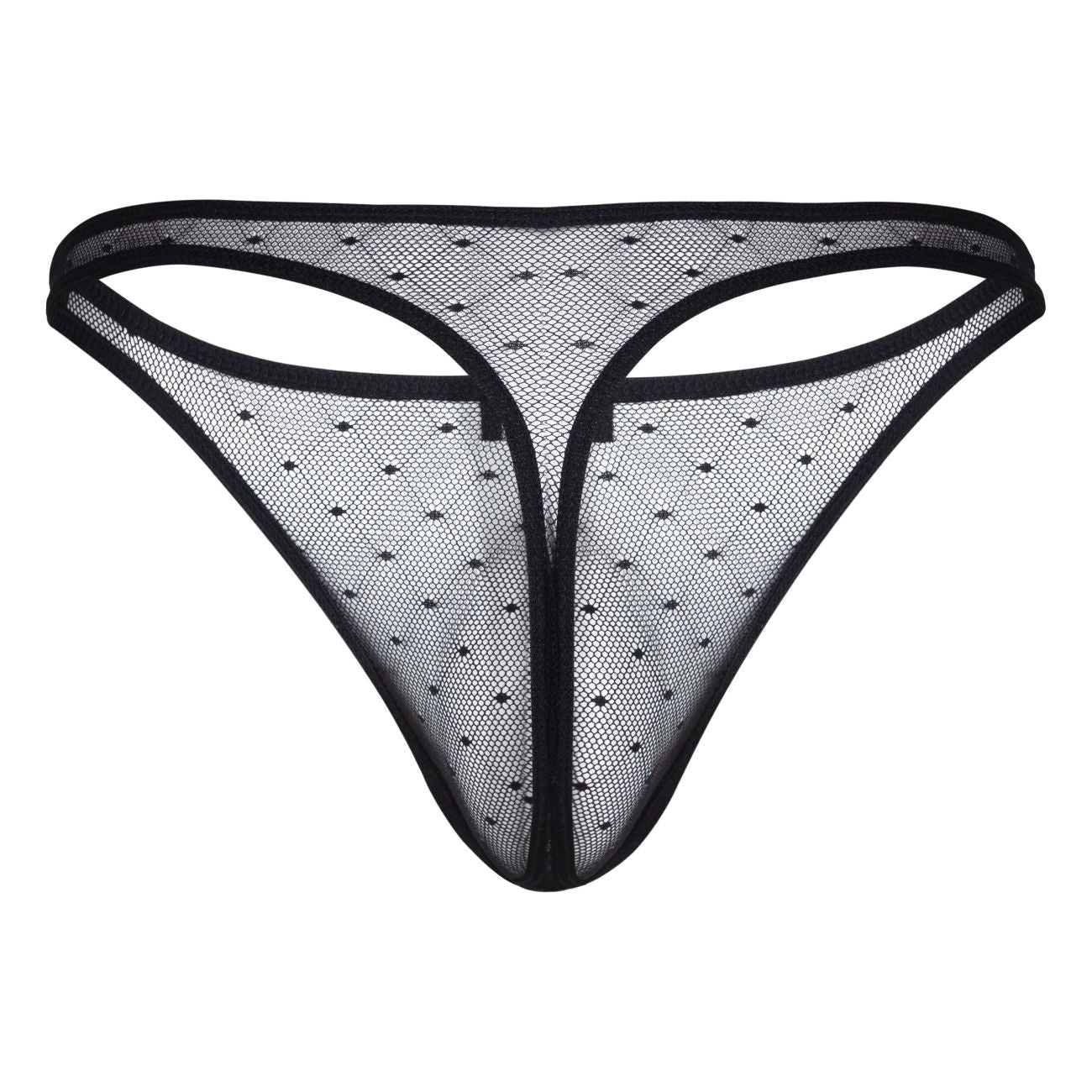 Black mesh thong with delicate diamond pattern and reinforced edges from clever 100008 3pk australian latin thongs