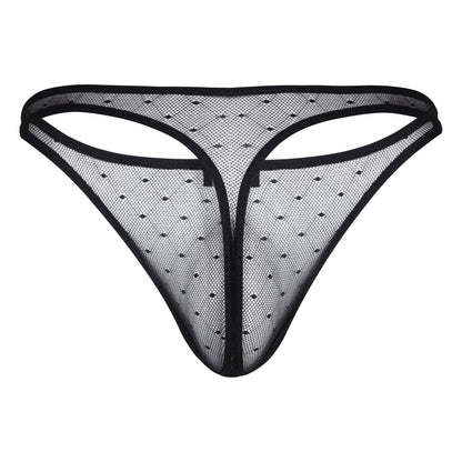 Black mesh thong with delicate diamond pattern and reinforced edges from clever 100008 3pk australian latin thongs