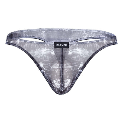 Black and white patterned sheer mesh thong with clever brand label in clever 100008 3pk australian latin thongs set