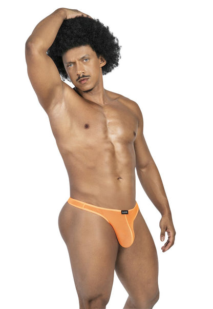 Orange clever 100008 thong with a black brand tag on the waistband from the australian latin thongs 3pk set