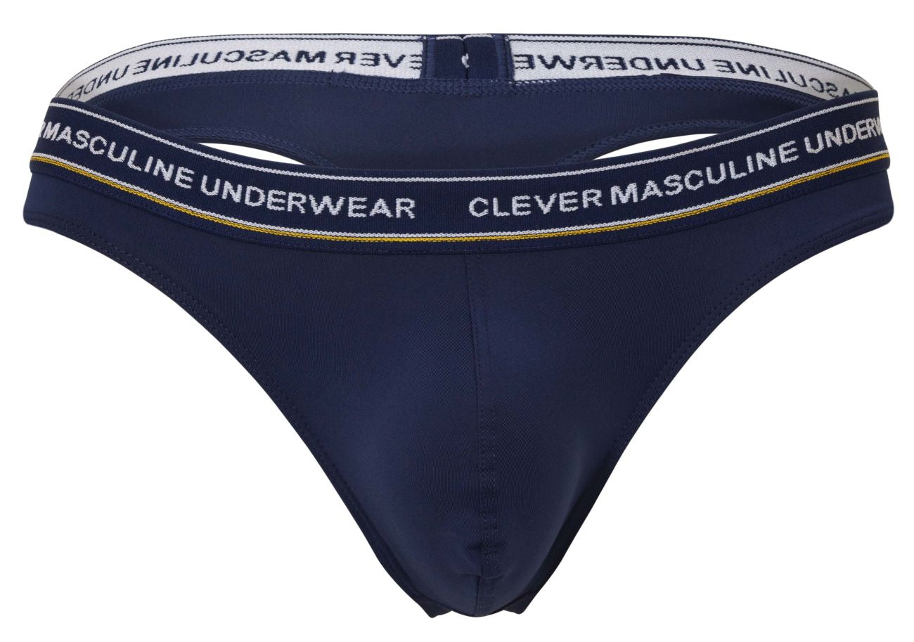 Navy blue men’s briefs with white and gold clever masculine underwear branded waistband from clever 100010 3PK Australian Latin thongs