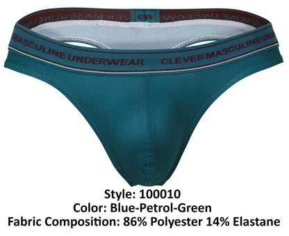 Teal blue-petrol-green clever 100010 men’s briefs with branded elastic waistband and clever masculine underwear text