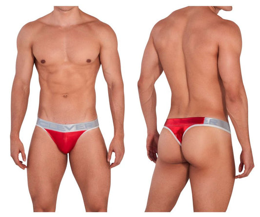 Red satin briefs with silver elastic waistband branded ever from clever 1410 earth thongs color red collection