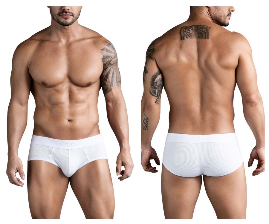 White ribbed briefs with smooth elastic waistband in beige from clever 1733 colors for comfortable everyday wear