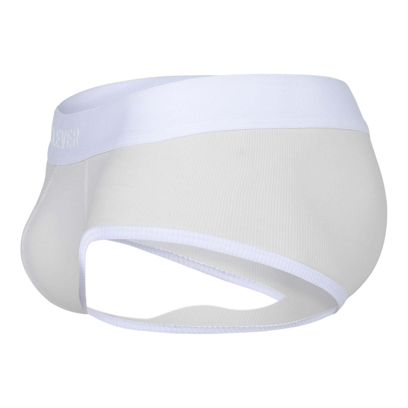 Beige clever 1733 brief made of white mesh with solid white waistband and leg openings for comfortable wear