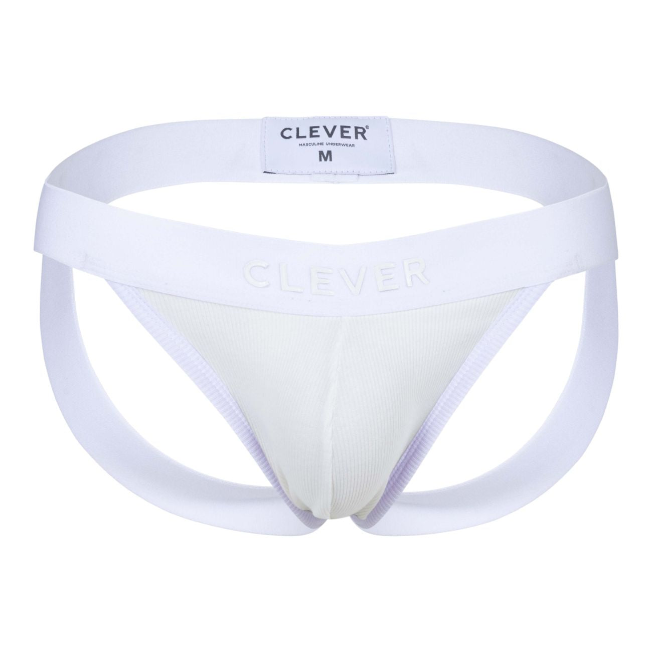 White clever 1734 colors jockstrap men’s athletic briefs with supportive contoured design and elastic waistband in beige