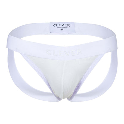 White clever 1734 colors jockstrap men’s athletic briefs with supportive contoured design and elastic waistband in beige