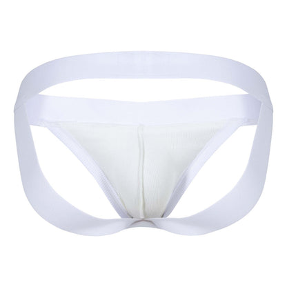 White clever 1734 colors jockstrap beige with smooth seamless design and supportive waistband shown from front
