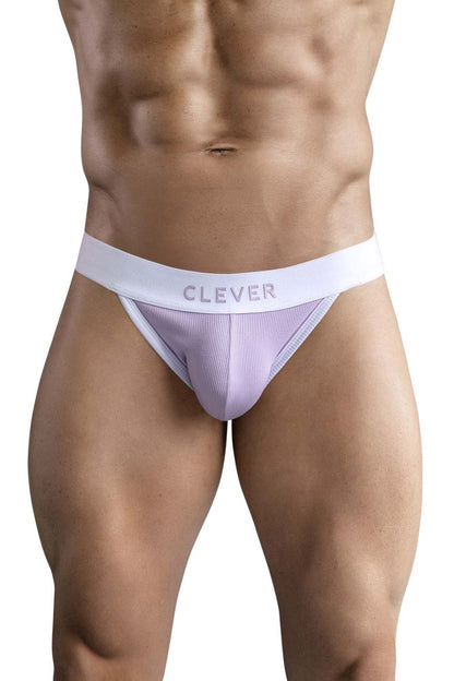 White and lavender striped briefs with a branded waistband from clever 1734 colors jockstrap color lilac collection