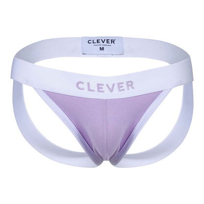 Purple ribbed fabric briefs with white elastic waistband and leg openings from clever 1734 colors jockstrap lilac