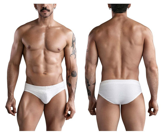 White clever 1743 island swim briefs mesh design with textured breathable fabric for comfortable swimwear use