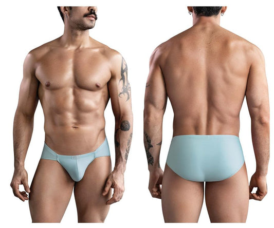 Light blue smooth-textured men’s briefs with subtle waistband detail in Clever 1744 spring briefs color green