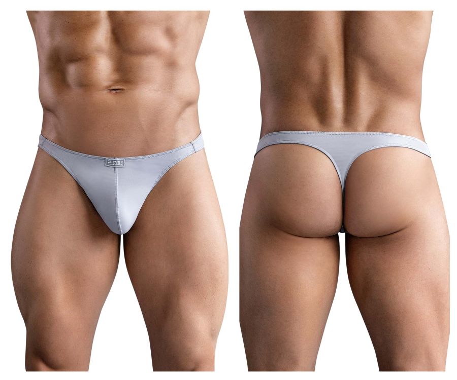 Light gray seamless thong with subtle clever brand tag at front made for comfortable everyday wear