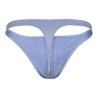 Light blue clever 1745 optimo thong with subtle repeating clever logo pattern across the fabric