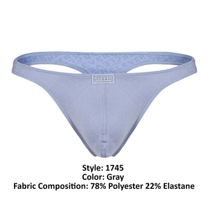 Gray clever 1745 optimo thong with subtle patterned interior and seamless stitching designed for comfortable wear