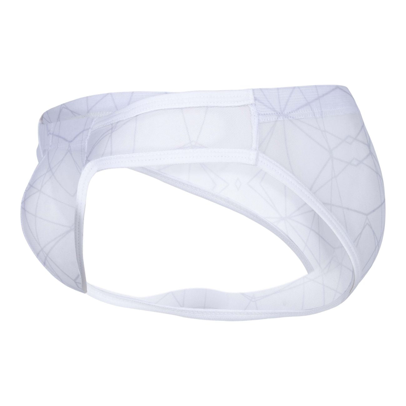 White mesh briefs with a subtle geometric pattern from clever 1747 geometric bikini in color white