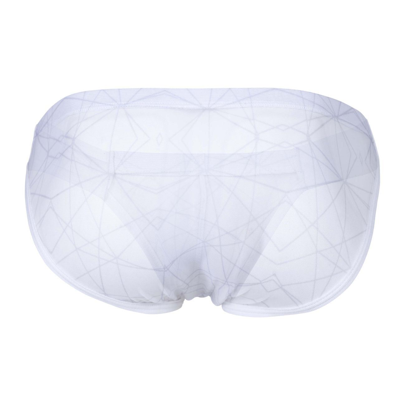 Clever 1747 geometric bikini white sheer mesh briefs with subtle geometric pattern front view