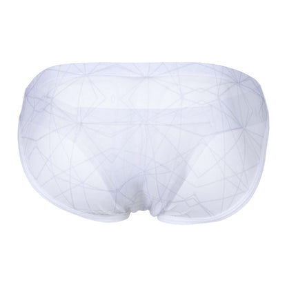 Clever 1747 geometric bikini white sheer mesh briefs with subtle geometric pattern front view