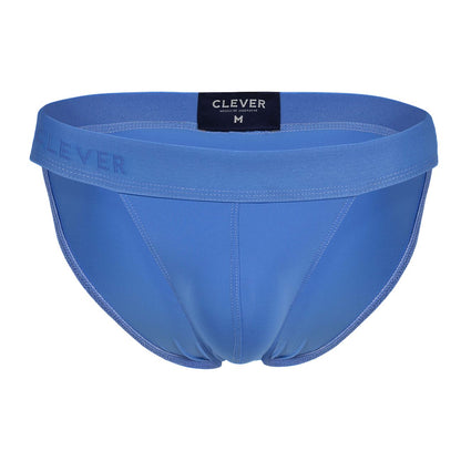Blue clever men’s briefs in smooth stretchy fabric with subtle stitching from clever 1749 eco bikini line