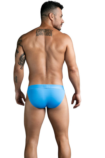 Bright blue smooth textured eco bikini swim trunks clever 1749 designed for comfortable swimwear use