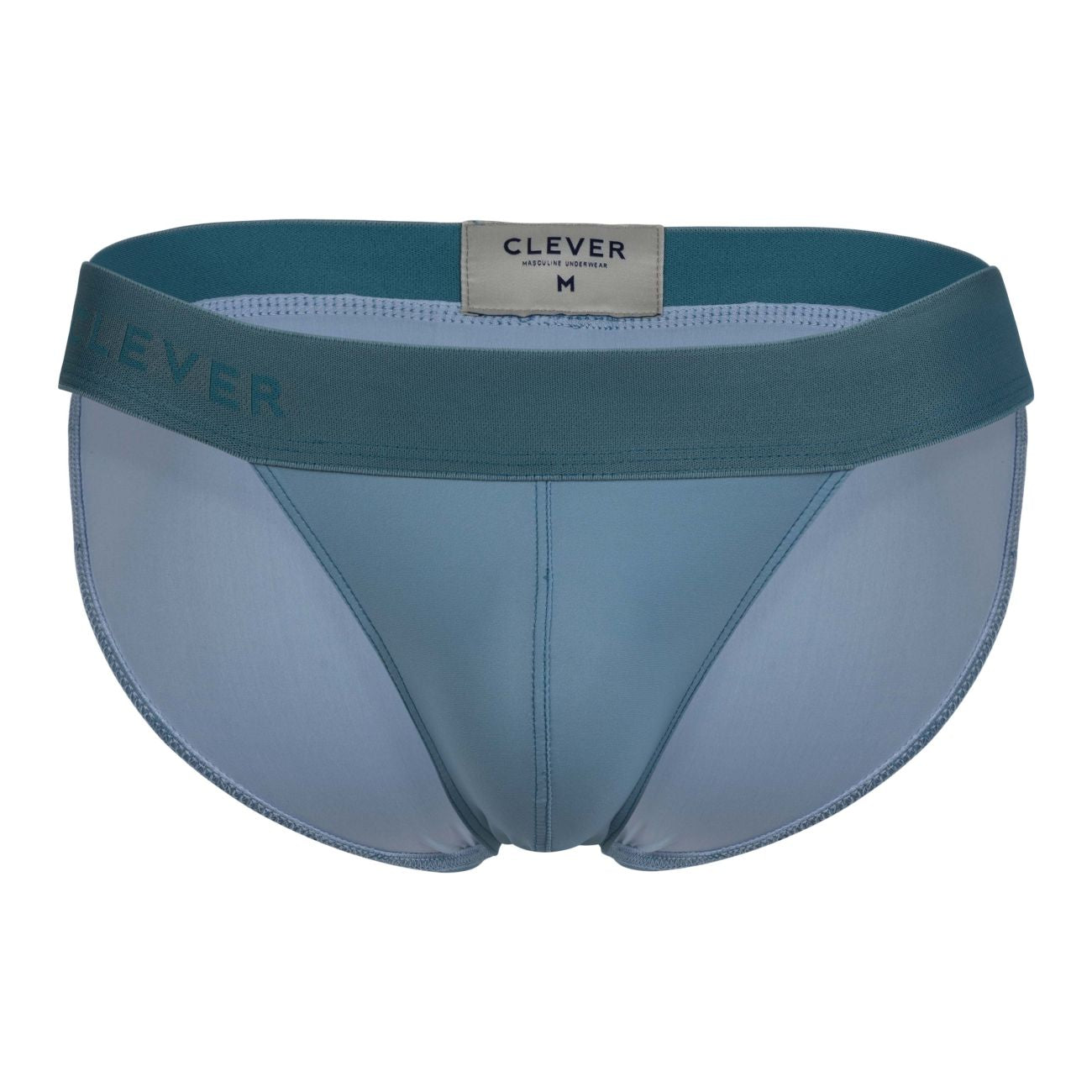 Teal colored clever 1749 eco bikini briefs with branded label and subtle stitching details for men