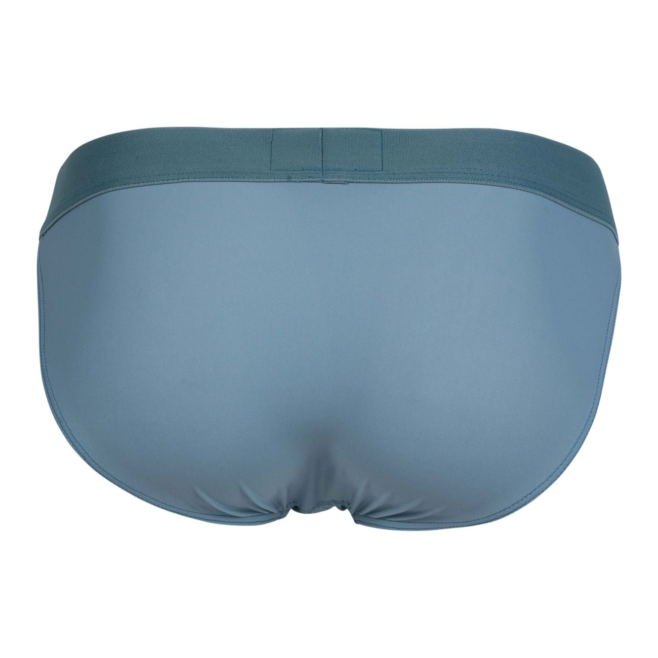 A sleek solid teal clever 1749 eco bikini with smooth fabric and elastic waistband in green color