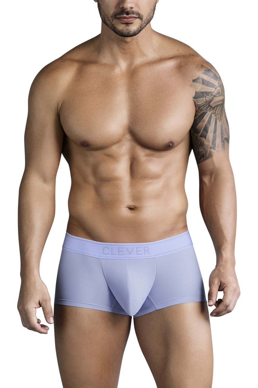 Light blue clever 1751 craftiness trunks men’s boxer briefs with contoured design and embroidered waistband