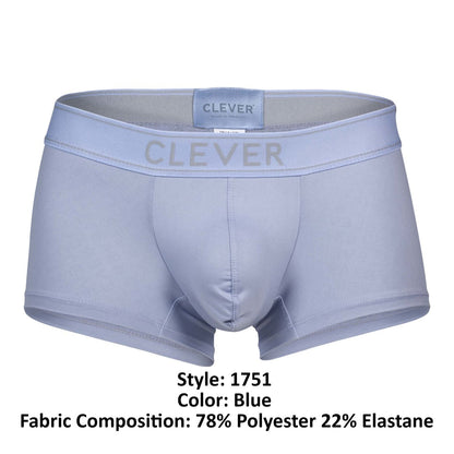 Light blue clever 1751 craftiness trunks men’s boxer briefs made of 78% polyester 22% elastane front view