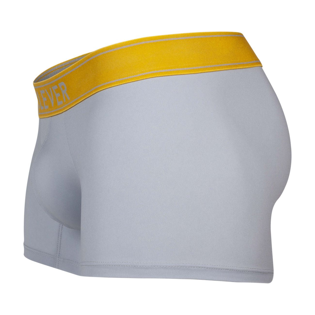 Light gray Clever 1755 Diseno trunks with bright yellow waistband and ever lettering in matching yellow color