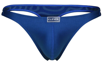 Blue satin-like clever 1773 cactus thong with subtle patterned waistband and embroidered brand label