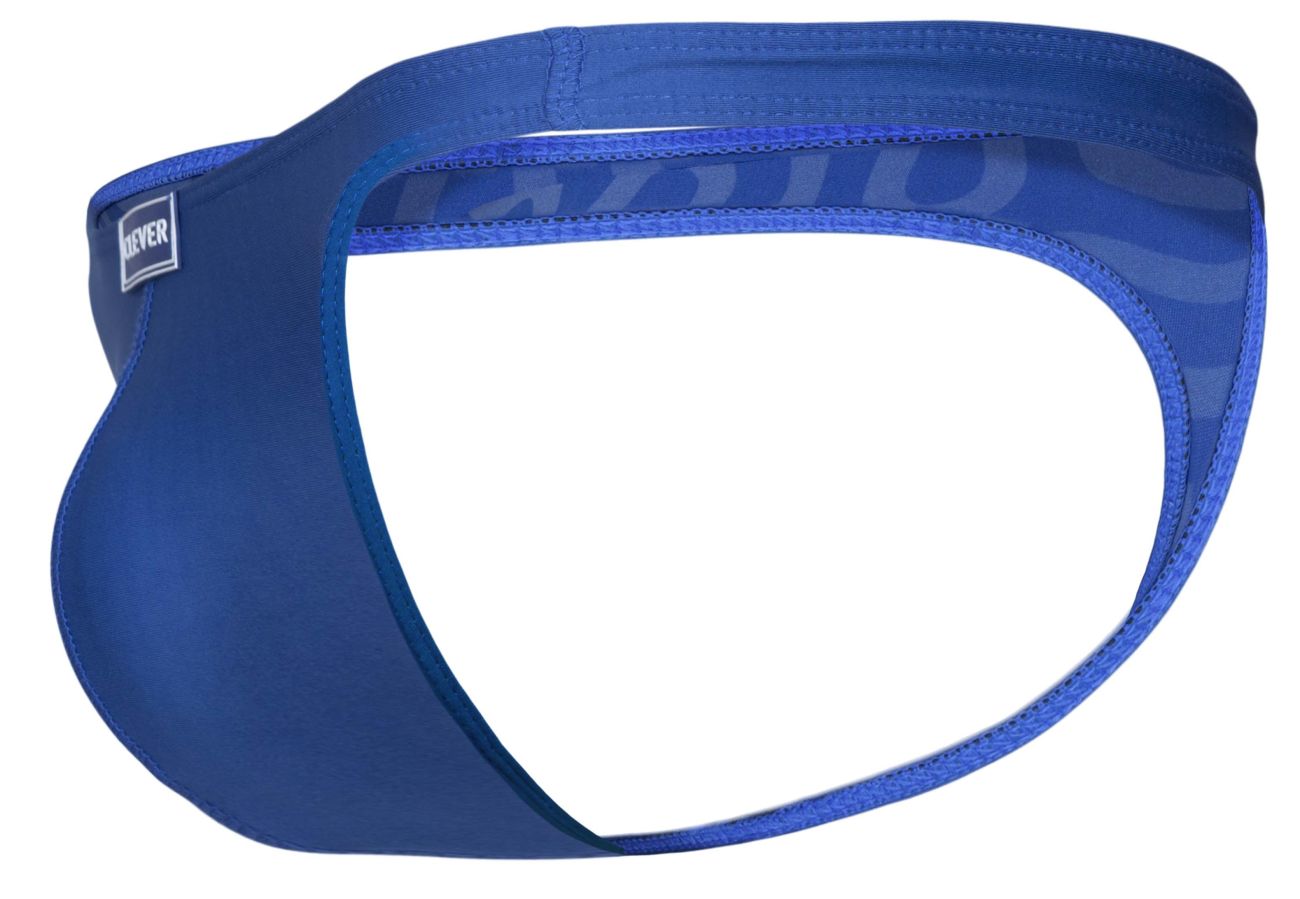 Blue meyers clever 1773 cactus thong in blue with stretchy fabric sheer panel and reinforced stitching