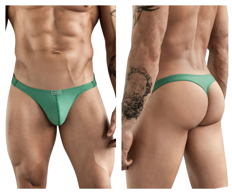 Green clevver brand thong with smooth form-fitting cactus design in vibrant green color for comfortable wear
