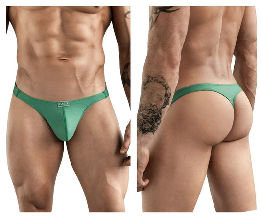 Green clevver brand thong with smooth form-fitting cactus design in vibrant green color for comfortable wear
