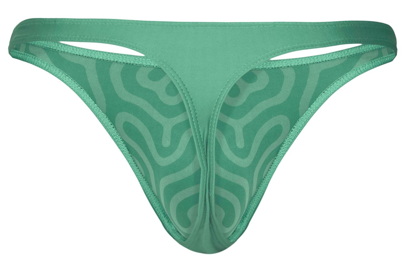 Teal-colored clever 1773 cactus thong with subtle swirling pattern and reinforced stitching along edges