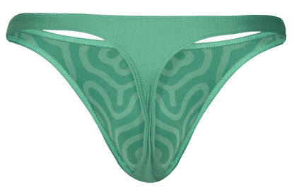 Teal-colored clever 1773 cactus thong with subtle swirling pattern and reinforced stitching along edges