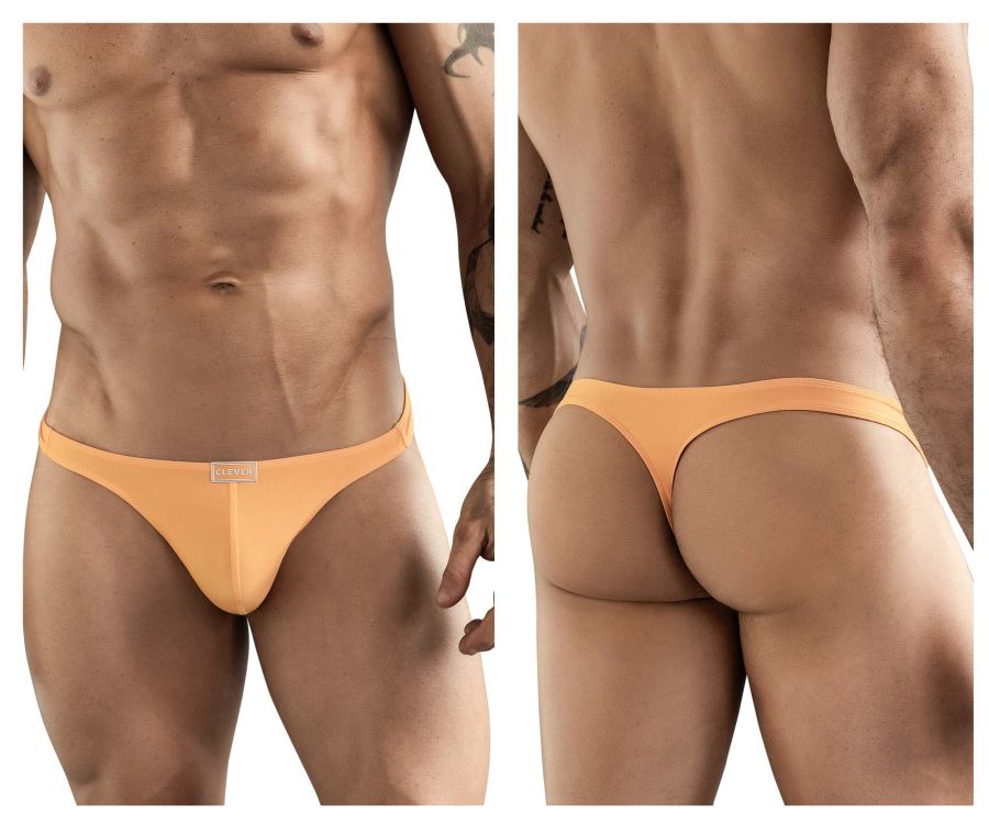 Orange clever 1773 cactus thong briefs with smooth seamless design and small brand tag at the front