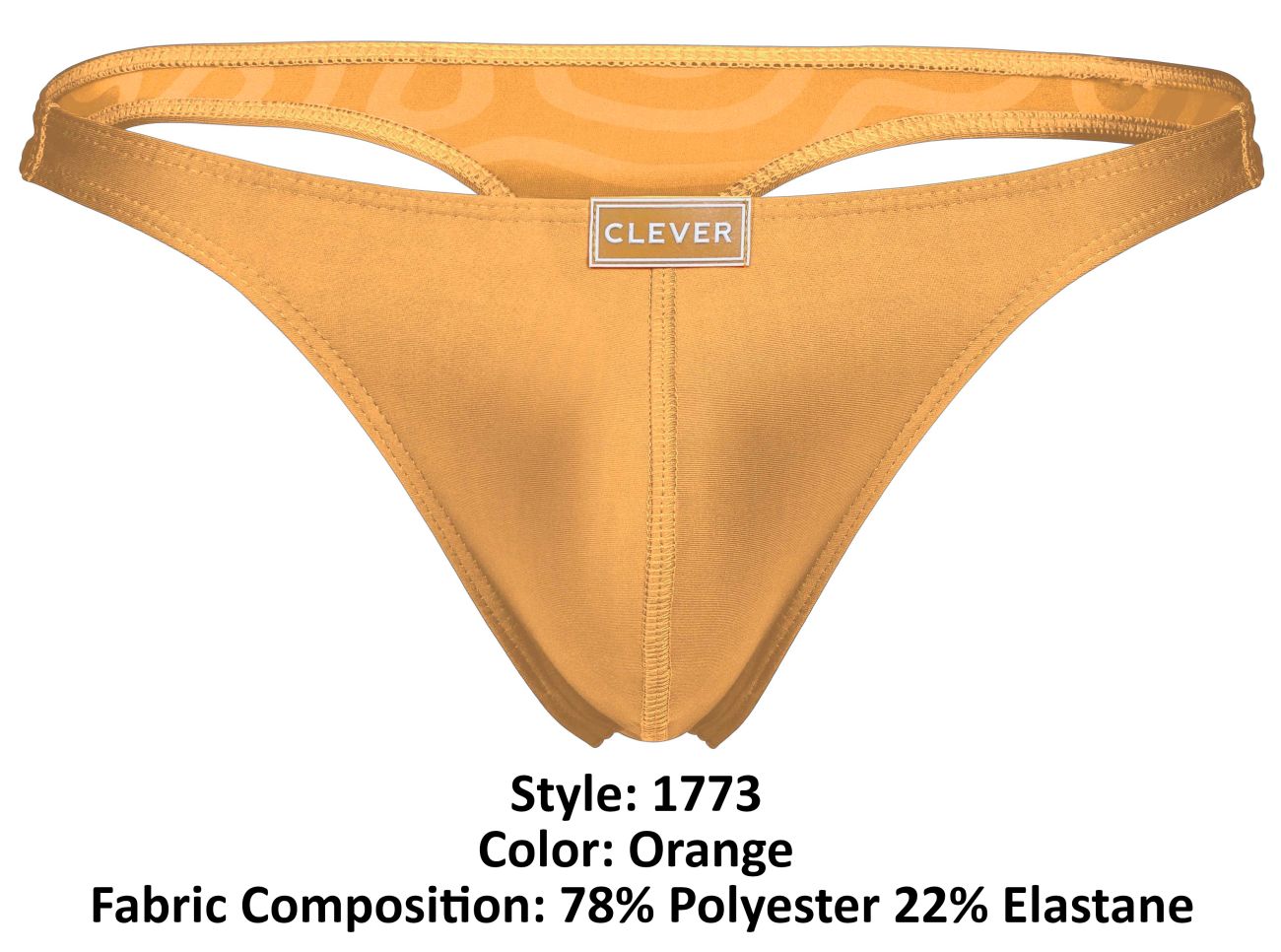 Orange clever 1773 cactus thong with a sleek satin finish and subtle clever brand label at the center