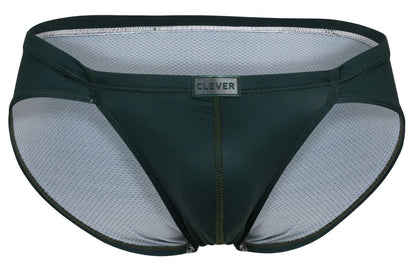 Dark green clever 1775 optimo briefs with mesh lining and brand label designed for comfortable swimwear use