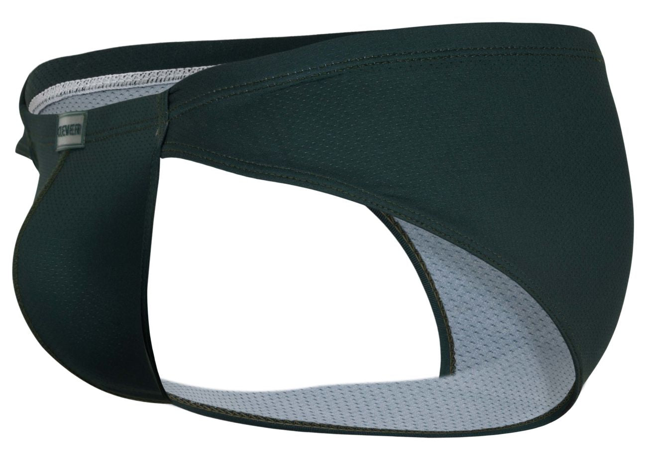 Clever 1775 optimo briefs in dark green with black fabric gray mesh lining and small brand tag on the side