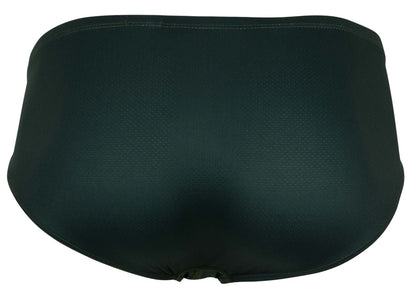 Clever 1775 optimo briefs dark green smooth textured swim trunks with snug fit and elastic waistband