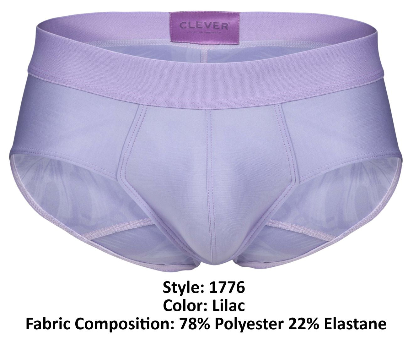 Clever 1776 venecia lilac briefs made of 78 percent polyester and 22 percent elastane fabric shown from the back side