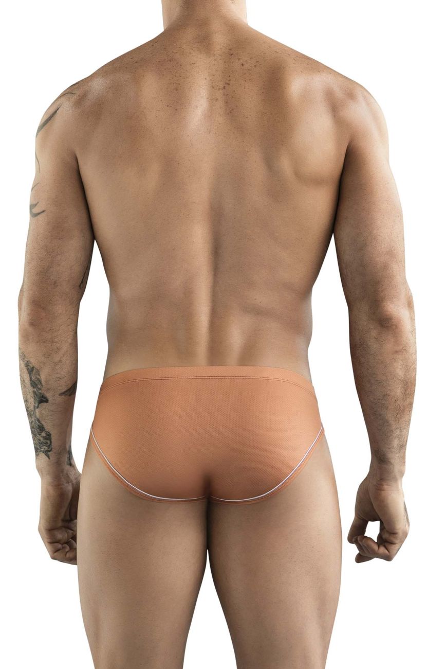 Clever 1782 argovia briefs in ochre tan with subtle white trim on waistband and leg openings for comfortable wear