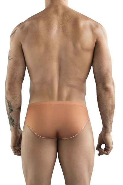 Clever 1782 argovia briefs in ochre tan with subtle white trim on waistband and leg openings for comfortable wear